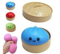 Dumpling Squishies Toy, Giant Glitter Dumpling, Colorful Dumplings Stress Balls Fidget Sensory Toys, Squeeze Dough Ball Stress Relief Hand Toys, Bao Bun Toy with Food Steamer Stretchy Desk Toy-s