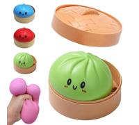 Dumpling Squishies Toy, Giant Glitter Dumpling, Colorful Dumplings Stress Balls Fidget Sensory Toys, Squeeze Dough Ball Stress Relief Hand Toys, Bao Bun Toy with Food Steamer Stretchy Desk Toy-s