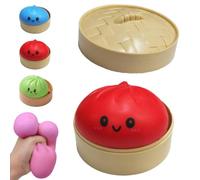 Dumpling Squishies Toy, Giant Glitter Dumpling, Colorful Dumplings Stress Balls Fidget Sensory Toys, Squeeze Dough Ball Stress Relief Hand Toys, Bao Bun Toy with Food Steamer Stretchy Desk Toy-s