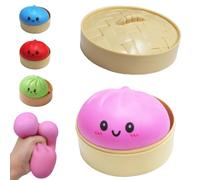 Dumpling Squishies Toy, Giant Glitter Dumpling, Colorful Dumplings Stress Balls Fidget Sensory Toys, Squeeze Dough Ball Stress Relief Hand Toys, Bao Bun Toy with Food Steamer Stretchy Desk Toy-s