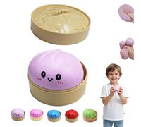 Dumpling Squishies Toy - Giant Glitter Dumpling with Steamer, Large Steamed Bun Stress Ball for Anxiety Relief | Soft TPR Sensory Fidget Toy, Realistic Squeeze Dough Ball for Kids & Adults