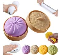 Dumpling Squishies Toy - Mystery Dumpling Squish y,Giant Glitter Dumplings,Colorful Dumplings Stress Balls Fidget Sensory Toy,Squeeze Dough Ball Stress Hand Toys with Food Steamer for Anxiety Relief