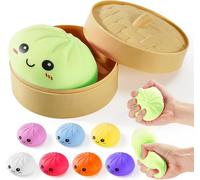 Dumpling Squishy,10CM Giant Mystery Dumplings, Glitter Squishy Dumpling Squeeze Toy for Kids, Portable Decompression Sensory Anxiety Relief Fidget Toy for Adults (Green)