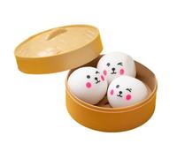 Dumpling Squishy,3-Piece Relief Funny Slow-Rise,Dumpling Squishy Toy With Steamer Box,Stress Relief Squeeze Toy, Cartoon Bun Sensory Balls Fidget Toys, anxietys Fidget