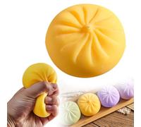 Dumpling Squishy,Bao Bun Squeeze Toy Dumpling Stress Balls,Bao Bun Stress Relief Fidget Toy Ball,Pinch Toys for Anxiety Relief Kids and Adults Relief Squeeze Rebound Sensory Toys (Yellow)