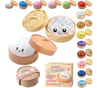 Dumpling Squishy Blind Box - Glitter Dumpling Squishies, Colorful Dumplings Stress Fidget Squishy Toys with Steamer For Children Adults Students Home Office Classroom (Glitter White+Pure White)