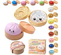 Dumpling Squishy Blind Box - Glitter Dumpling Squishies, Colorful Dumplings Stress Fidget Squishy Toys with Steamer For Children Adults Students Home Office Classroom (Glitter White+Pure Purple)