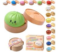 Dumpling Squishy Blind Box - Glitter Dumpling Squishies, Colorful Dumplings Stress Fidget Squishy Toys with Steamer For Children Adults Students Home Office Classroom (Pure Green)