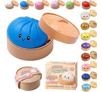 Dumpling Squishy Blind Box - Glitter Dumpling Squishies, Colorful Dumplings Stress Fidget Squishy Toys with Steamer For Children Adults Students Home Office Classroom (Pure Blue)