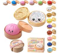 Dumpling Squishy Blind Box - Glitter Dumpling Squishies, Colorful Dumplings Stress Fidget Squishy Toys with Steamer For Children Adults Students Home Office Classroom (Glitter White+Pure Pink)