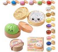 Dumpling Squishy Blind Box - Glitter Dumpling Squishies, Colorful Dumplings Stress Fidget Squishy Toys with Steamer For Children Adults Students Home Office Classroom (Glitter White+Pure Green)