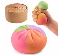 Dumpling Squishy, Colorful Dumpling Stress Fidget, Glitter Dumplings Squishies Toy, Stress Relief Squishy Toys, Cute Soft Glitter Calming for Relaxation , Gradient colors,With steamer box