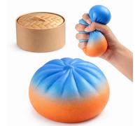 Dumpling Squishy, Colorful Dumpling Stress Fidget, Glitter Dumplings Squishies Toy, Stress Relief Squishy Toys, Cute Soft Glitter Calming for Relaxation , Gradient colors,With steamer box
