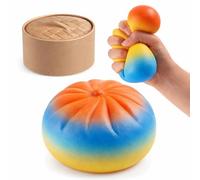 Dumpling Squishy, Colorful Dumpling Stress Fidget, Glitter Dumplings Squishies Toy, Stress Relief Squishy Toys, Cute Soft Glitter Calming for Relaxation , Gradient colors,With steamer box