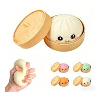 Dumpling Squishy, Colorful Dumpling Stress Fidget, Glitter Dumplings Squishies Toy, Stress Relief Squishy Toys, Cute Soft Glitter Calming for Relaxation , Relieve anxiety,With steamer box