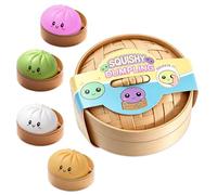 Dumpling Squishy, Colorful Squishy Dumpling Toy with Steamer, Mystery Dumplings Stress Relief Sensory Fidget Toy, Soft Squeeze Decompression Dough Toy for Adult Boys and Girls