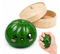 Dumpling Squishy, Deep - Green with Gold Glitter, Decorative Item, Perfect for Home, Office Desk, Decor Enthusiasts and Collectors
