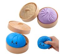 Dumpling Squishy, Fidgets, 2Pcs Cute Slow Rising Squishies with Steamer Box, Portable Sensory Stress Balls for Office Desk and Classroom Focus, Fidget Squishy for Stress and Anxiety Relief