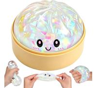Dumpling Squishy Giant Glitter Stress Ball Fidget Toy, Cute Steamer Bun Design, with Steamer Box