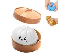 Dumpling squishy glitter mystery, Jumbo Dumpling Squishy Toy With Steamer Box, Funny Slow-Rise Stress Toys for Adults & Kids, Stress & Anxiety Relief (White)