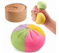 Dumpling Squishy Gradient colors, Colorful Dumpling Stress Fidget, Glitter Dumplings Squishies Toy, Stress Relief Squishy Toys, Cute Soft Glitter Calming for Relaxation ,With steamer box