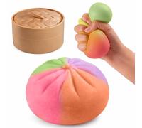 Dumpling Squishy Gradient colors, Colorful Dumpling Stress Fidget, Glitter Dumplings Squishies Toy, Stress Relief Squishy Toys, Cute Soft Glitter Calming for Relaxation ,With steamer box