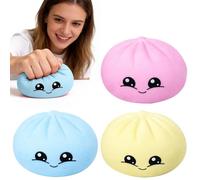 Dumpling Squishy, Kawaii Bao Squish Ball, Colorful Steamed Bun Squishy Stress Relief Toy, Soft Sensory Squeeze Dumpling Fidget Toy, Cute Anxiety Relief Hand Toy for Adults (N)