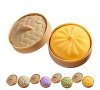 Dumpling Squishy, Mega Dumplings Toy with Steamer Box, Giant Dumpling Squishy, Anxieties Relieving Fidget Toy, Stress Relief Sensory Ball for Adults and Kids (White-13cm)