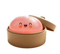 Dumpling Squishy, Pink Giant Mystery Glitter Squishy Dumpling Squeeze Toy, Sensory Fidget Toy with Plastic Steamer Box, Stress Fidget Toys for Kids and Adults, Soft Dough for Anxiety Relief Calming