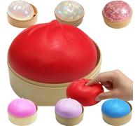 Dumpling Squishy Red Smiley Face, Slow Rising Squeeze Sensory Ornament, Soft Cute Desktop Decor for Home Office & Classroom, Portable Relaxing Tactile Accessory for Daily Leisure, Travel and Commute