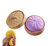 Dumpling Squishy Sensory Toy, Squishy Dumpling Mystery Toy with Steamer, Mystery Dump ling Squish y Stress Relief Fidget, Squeeze Dumplin g Toy for Kids, Teens and Adults (Purple)