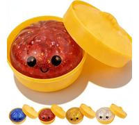 Dumpling Squishy, Squishy Dumpling Glitter, Colorful Dumplings Squeeze Stress Balls, Soft Squeeze Decompression Dough with Food Steamer, More Surprises (Red)