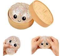 Dumpling Squishy, Squishy Dumpling Toy, Cute Dumplings Stress Ball, Glitter Dumplings Squishys, Soft Squeeze Decompressio-n Dough for Boys Girls Children Adults Students Home Office Classroom