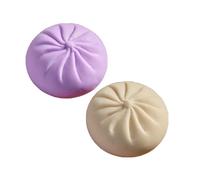 Dumpling Squishy Stress Relief Sensory Fidget for Anxiety - Anti-Stress Gadget Cute Desk Decor for Adults & Kids 2PCS Purple White