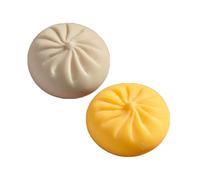 Dumpling Squishy Stress Relief Sensory Fidget for Anxiety - Anti-Stress Gadget Cute Desk Decor for Adults & Kids 2PCS White Yellow