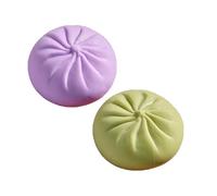 Dumpling Squishy Stress Relief Sensory Fidget for Anxiety - Anti-Stress Gadget Cute Desk Decor for Adults & Kids 2PCS Green Purple