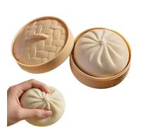 Dumpling Squishy Stress Relief Toy,10cm Cute Squishy Dumpling & Bao Bun Squeeze Toys for Kids Adults, Soft Giant Mystery Dumplings Squishy Anxiety Relief Fidget Toys Party Favors (White)