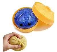 Dumpling Squishy Stress Relief Toy,10cm Cute Squishy Dumpling Squeeze Toys for Kids Adults, Soft Giant Mystery Dumplings Squishy Anxiety Relief Fidget Toys ,Easter Basket Stuffers (Glitter,Blue)
