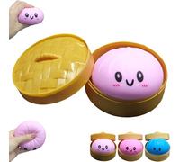 Dumpling Squishy Toy, Dumpling Squishy Mystery Box, Colorful Dumplings Stress Balls Fidget Sensory Toy, Squeeze Dough Ball Stress Relief Hand Toys (9.5cm-pinkish Purple)