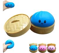 Dumpling Squishy Toy, Dumpling Squishy Mystery Box, Colorful Dumplings Stress Balls Fidget Sensory Toy, Squeeze Dough Ball Stress Relief Hand Toys (9.5cm-blue)