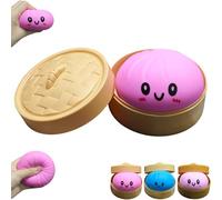 Dumpling Squishy Toy, Dumpling Squishy Mystery Box, Colorful Dumplings Stress Balls Fidget Sensory Toy, Squeeze Dough Ball Stress Relief Hand Toys (9.5cm-pink)