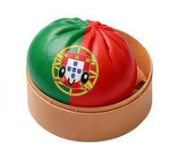 Dumpling Squishy Toy Stress Ball National Flag Dumpling Squeeze Toys Colorful Dumpling Stress Balls with Steamer Box Cute Bun Fidget Toy Soft Squeeze Dough Fans UK World Cup Football 2026 (portugal)