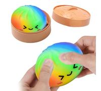 Dumpling Squishy Toy,Stress Relief Dumplings Squishys Squeeze Toys, Squishy Dumpling with Steamer Box Fidget Toys Easter Gift for Kids Adults Birthday Holiday Present (A, 8.5CM)