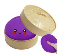 Dumpling Squishy Toy with Steamed Box, Funny Dumpling Sensory Fidget Toy, Soft and Elastic Bun Shaped Fidget Stress Ball for Adult Kids