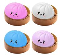 Dumpling Squishy Toys, 4Pcs Mystery Squishy Dumpling Fidget Toy, Soft Slow Stress Balls Anxiety Relief Sensory Toys, Cute Dumplings Squishys Squeeze Toy for Kids Teens Adults