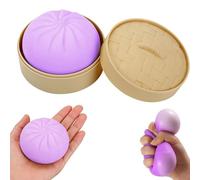 Dumpling Squishy Toys, Giant Mystery Squishy Dumpling Toy Fidget Sensory Stress Ball, Cute Steamer Bun Design, Glitter Dumpling Toys Stress & Anxiety Relief Toy for Kids & Adults (Purple)