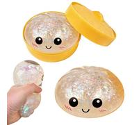 Dumpling Squishy Toys, Glitter Squishy Dumpling Toy Cute Rainbow Dumplings Soft Fidget Toy, Dough Ball Stress Relief Sensory Toys for Adults Kids Birthday Party Favor (Clear)