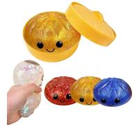 Dumpling Squishy Toys, Glitter Squishy Dumpling Toy Cute Rainbow Dumplings Soft Fidget Toy, Dough Ball Stress Relief Sensory Toys for Adults Kids Birthday Party Favor (Yellow)