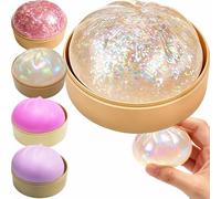 Dumpling Squishy, Transparent White Design, Glitter Accents, Portable Decompression Squeeze Fun, Anxiety Relief Sensory Stress Release For Daily Use