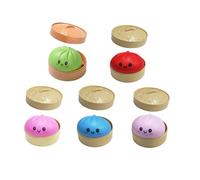 Dumpling Squishys, Colorful Squishy Dumpling Stress Balls, Dumpling Squishy Toy With Steamer Box, Cute Steamed Bun Fidget Toys for Anxiety Relief Squishys